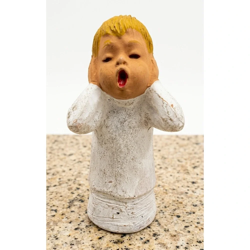 Vintage Jullar Terra Cotta Angel Figurines / Candle Holders, 4.5-6